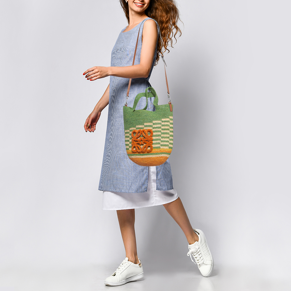 LOEWE Multicolor Raffia Slit Rainbow Anagram Bag - Picture 2 of 8